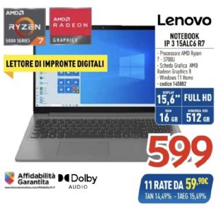 LENOVO NOTEBOOK IP 3 15ALC6 R7